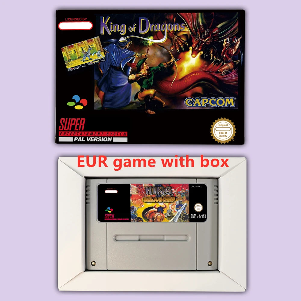 Action games King of Dragons for SNES 16 bit USA NTSC or EUR PAL Video Game Consoles Cartridge