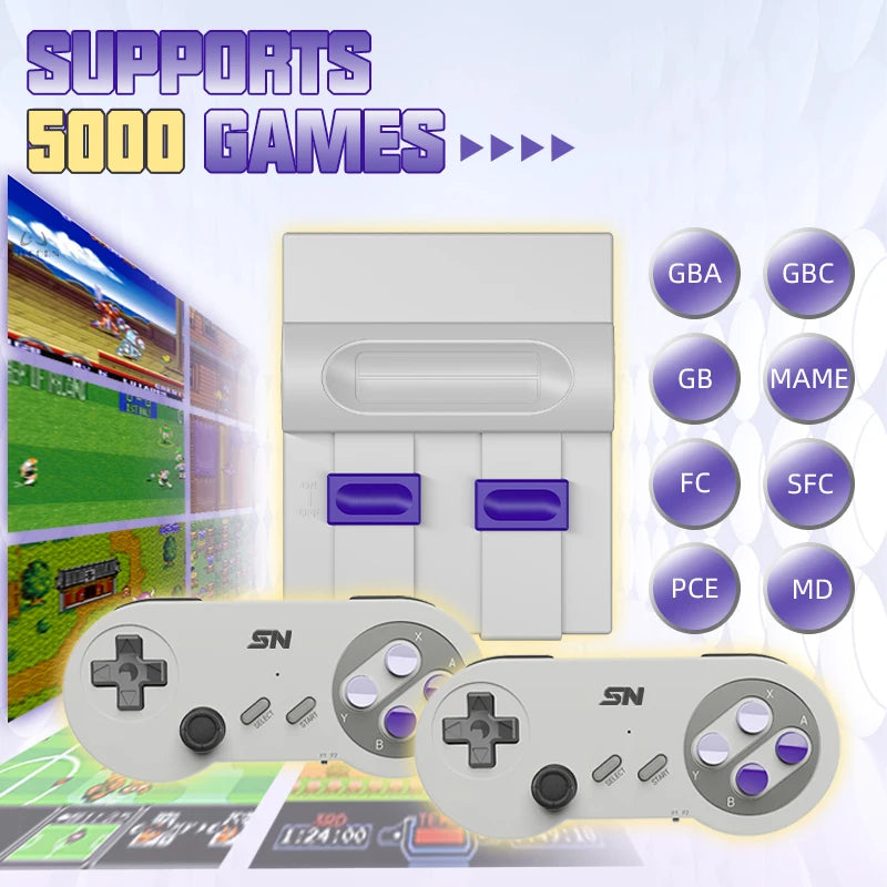 16bit Retro Game Console HDMI-Compatible 4K TV Super Game Console For For SNES NES Mame 5000 Games Dual Wireless Gamepad
