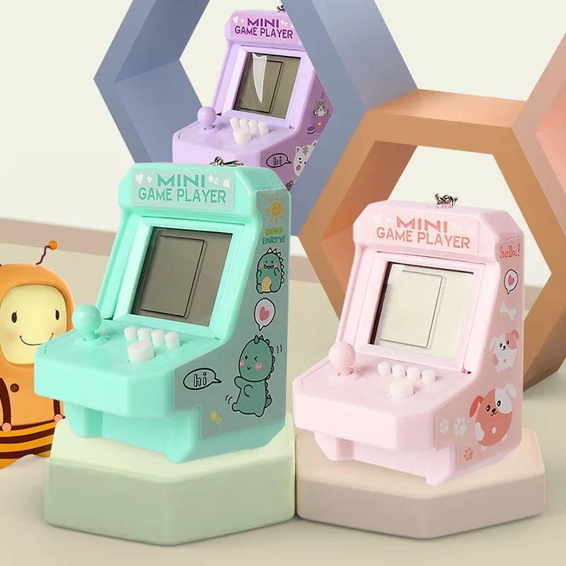 Mini Portable Game Console With Keychain Children Handheld Puzzle Retro Arcade Cute Bag Pendant