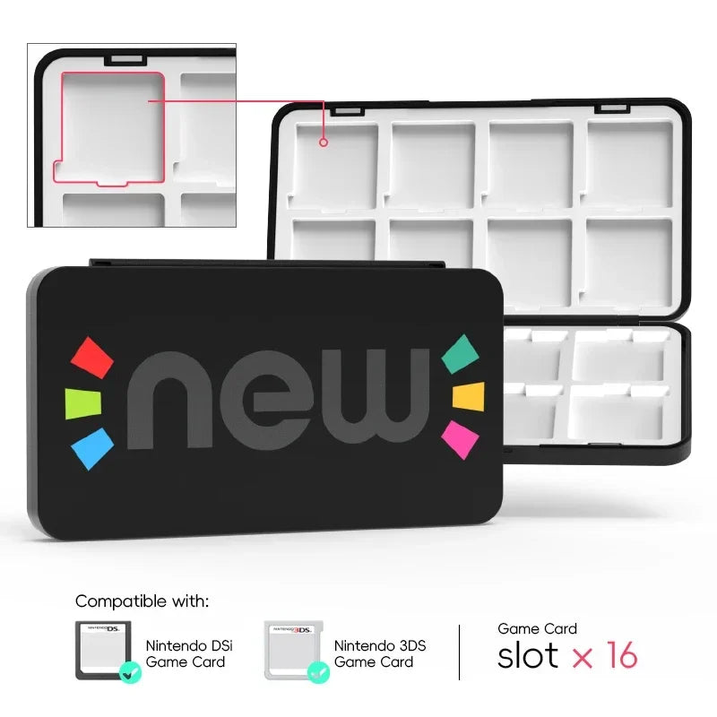Portable 16-Slot Game Card Holder Storage Case for Nintendo 3DS, 3DSXL, 2DS, 2DSXL, DS, and DSi