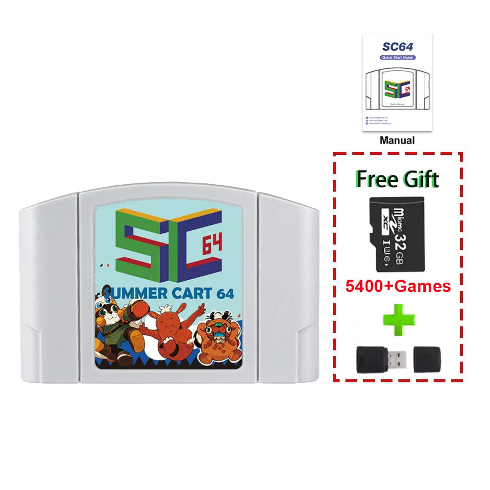 5400 In 1 SummerCart 64 Game Card For N64 Retro Game Cartridge ED 64 For Nintendo 64 With 32GB TF Card No Region Restriction