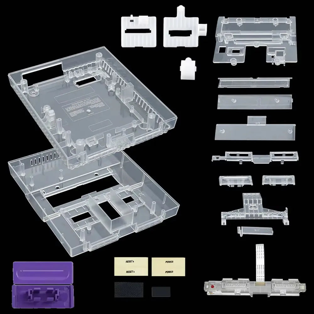 Transparent SNES Replacement Shell For Super Nintendo Entertainment System SNS-001 Retro game Console SNES Case