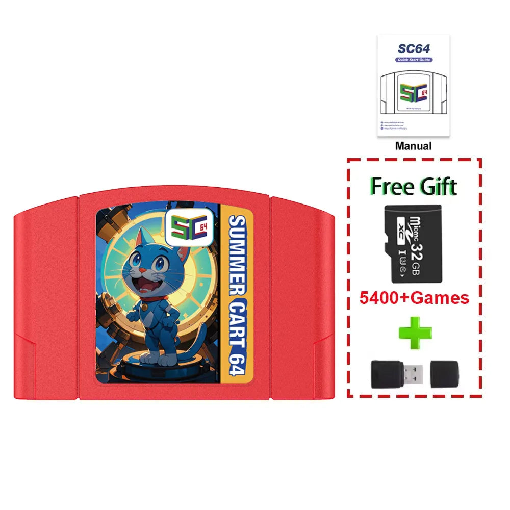 5400 In 1 SummerCart 64 Game Card For N64 Retro Game Cartridge ED 64 For Nintendo 64 With 32GB TF Card No Region Restriction