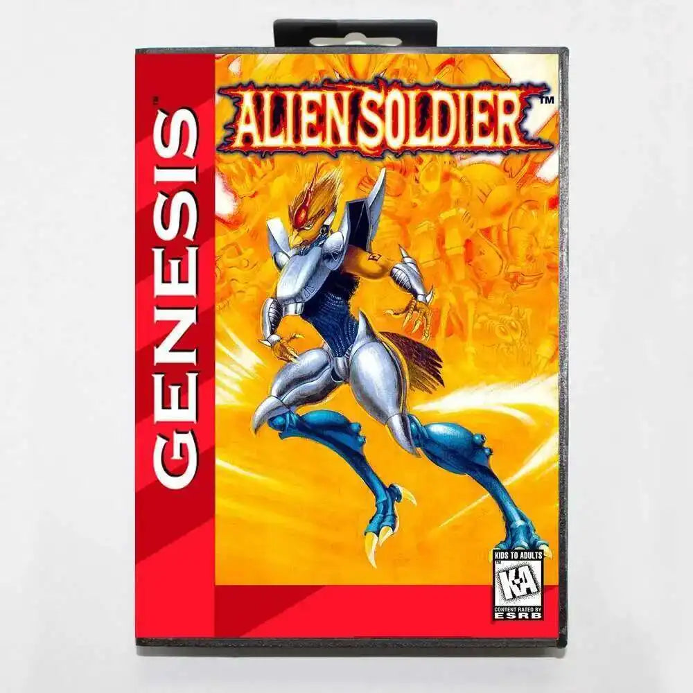 Alien Soldier MD Game Card with Box for 16 Bit Sega Megadrive Genesis system