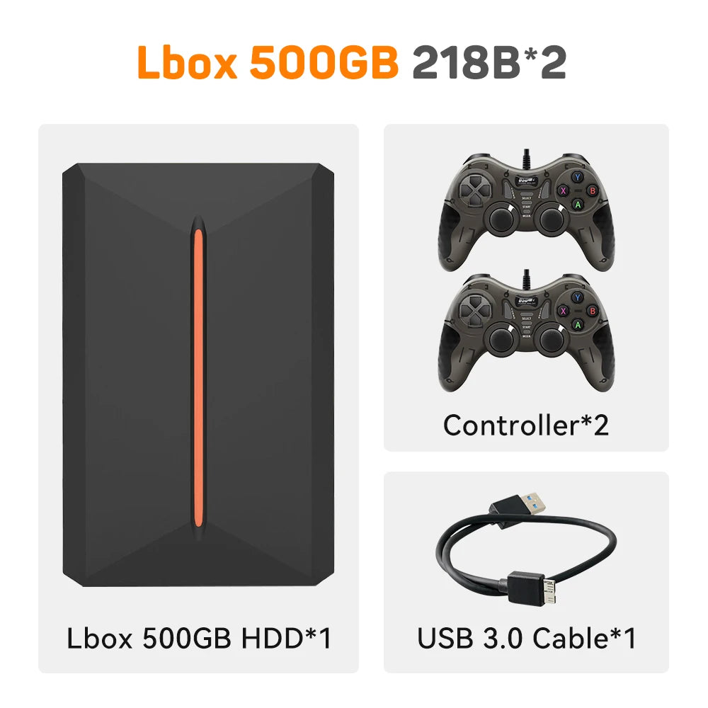 Launchbox 500GB Game Hard Drive Portable Gaming HDD with 3700+PC/3D Games for PS4/PS3/PS2/Wii/WiiU/Switch Game Console for PC