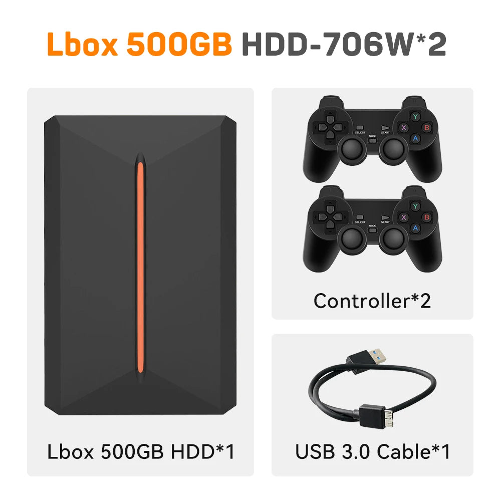 Launchbox 500GB Game Hard Drive Portable Gaming HDD with 3700+PC/3D Games for PS4/PS3/PS2/Wii/WiiU/Switch Game Console for PC