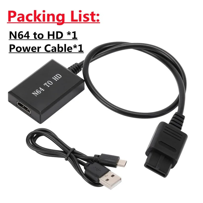 For N64 To HDMI-compatible Converter HD Link Cable for N64/GameCube/SNES Plug and Play 1080P for Nintendo 64 To HD Converter