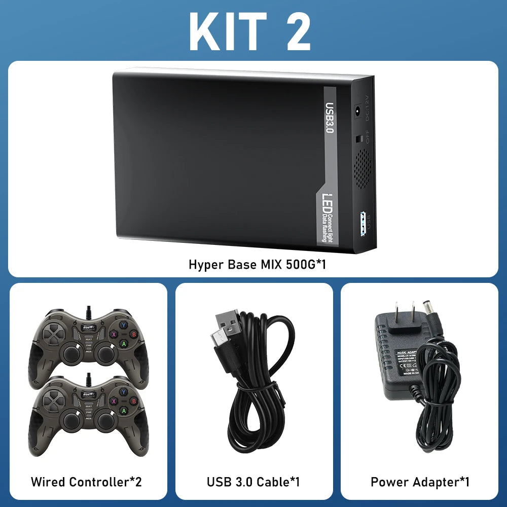 500G Retro Gaming HDD Video Game Console Retrobat&Playnite&Launchbox OS for XBOX/PS3/PS2/Switch/Wii/WiiU/DC/NES with 38200+Games