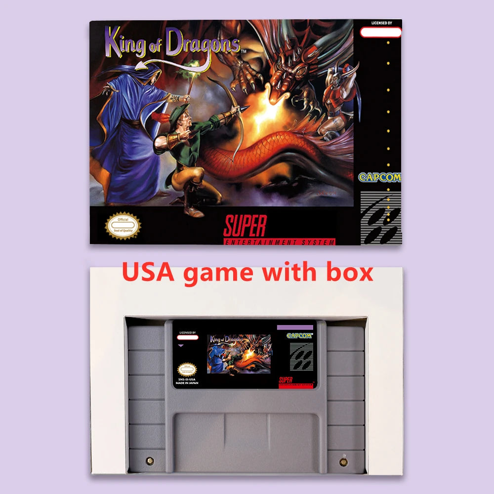 Action games King of Dragons for SNES 16 bit USA NTSC or EUR PAL Video Game Consoles Cartridge