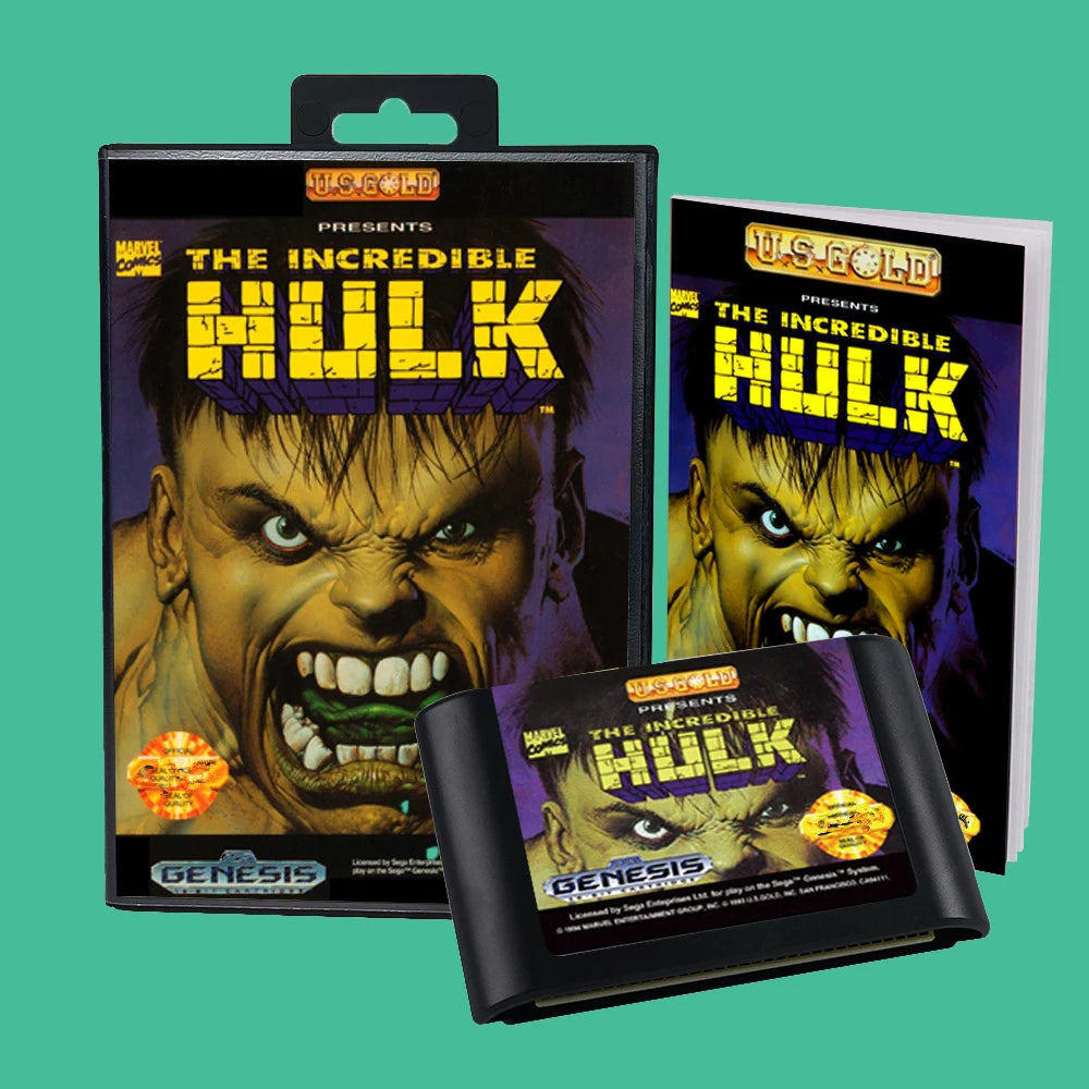 The Incredible Hulk USA Game for SEGA Mega Drive Genesis 16 bit Consoles Game Cartridge Box Manual
