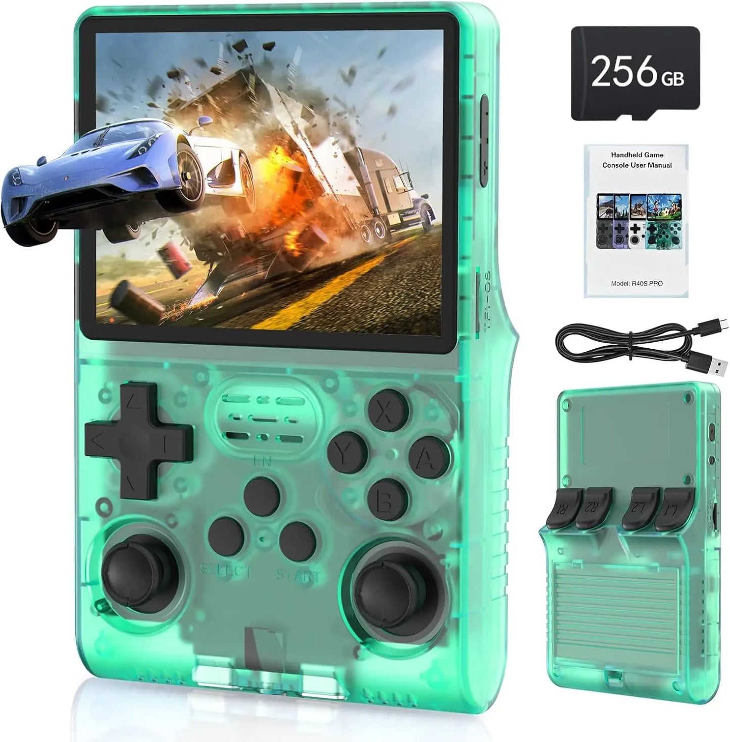 R40S Pro 30000 Games Retro Handheld Game Console 3.5 Inch IPS Screen Portable Pocket Video Player 256GB Games Kid Gift