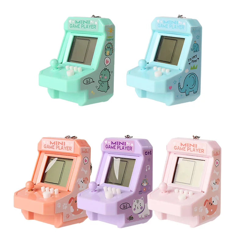 Mini Portable Game Console With Keychain Children Handheld Puzzle Retro Arcade Cute Bag Pendant