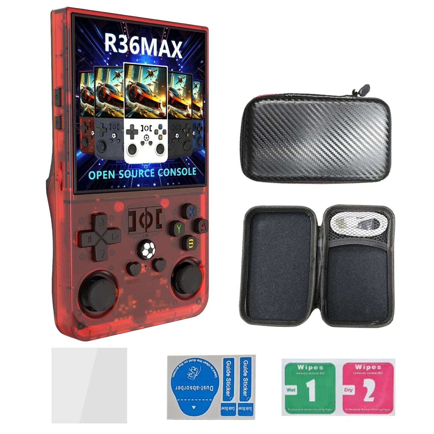 R36MAX 64G 128G Retro Handheld Game Console Linux System 4.0 Inch IPS Screen Portable Video Player Dual Joystick Games Kids Gift