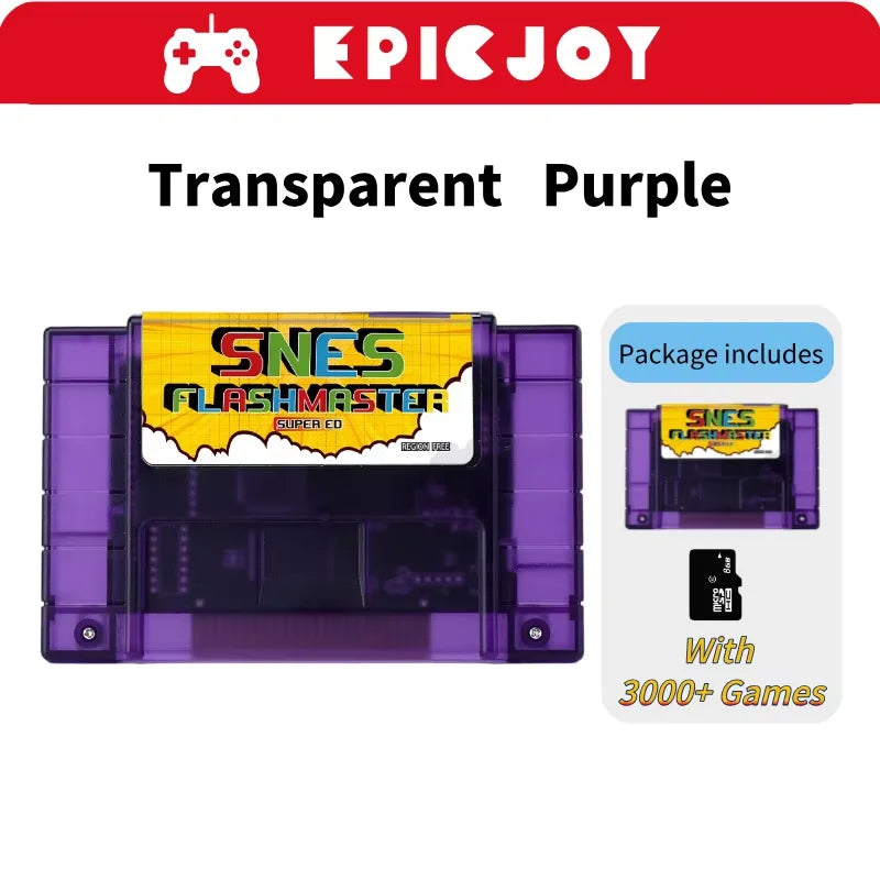 Super SNES Game Card 3000 in 1 SNES Card With 8GB TF Card For Nintendo SNES Game Console Compatible With original US Conso