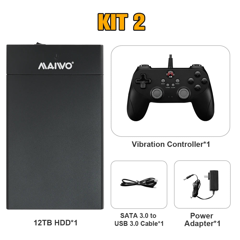 Portable External 12T Game HDD Game Console for PC Playnite System with 380+ AAA Retro Games for PS2/PS3/PS4/WiiU/MAME/PS1/PSP
