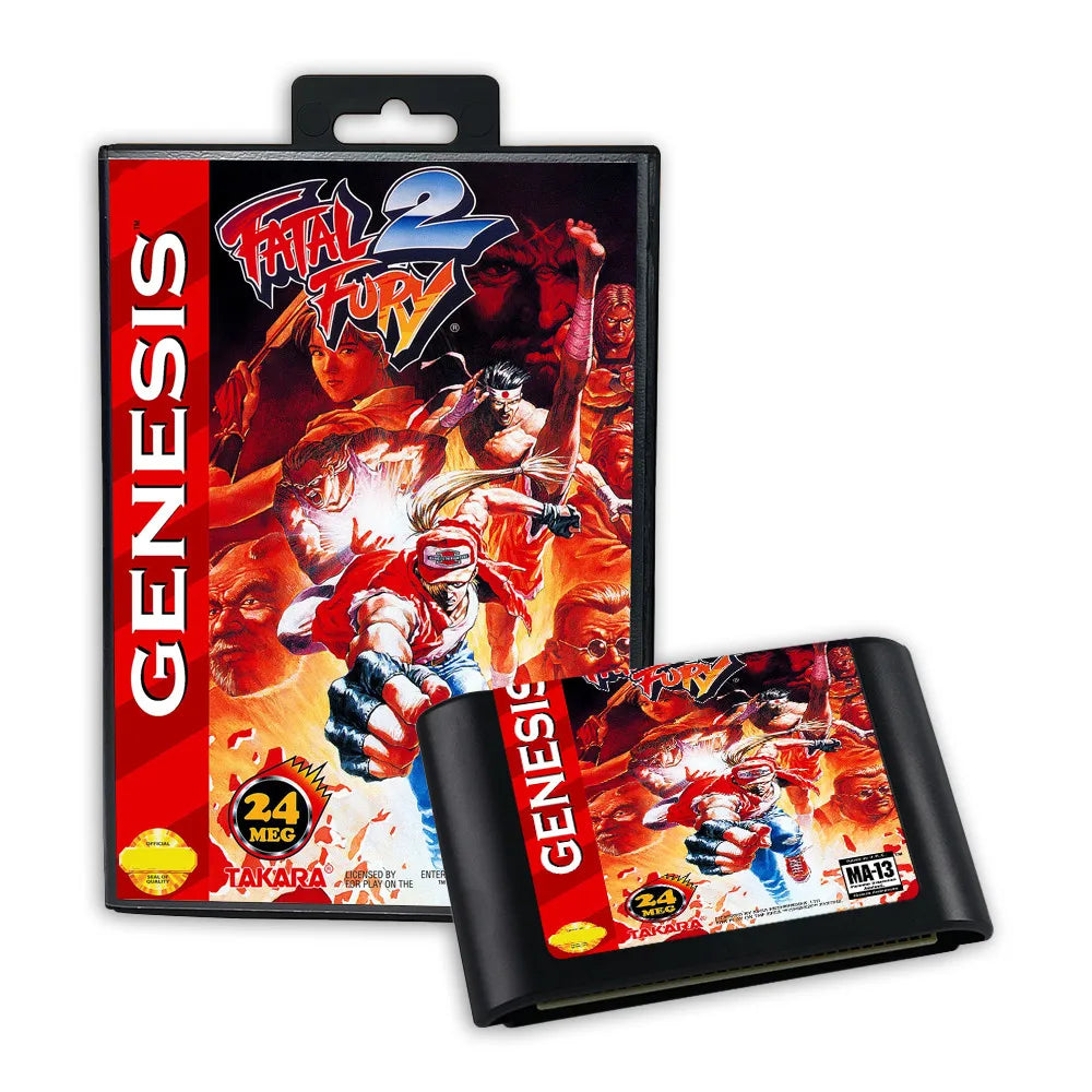 Retro Fatal Fury 2 16bit game cartridge for Sega Genesis Megadrive video game consoles