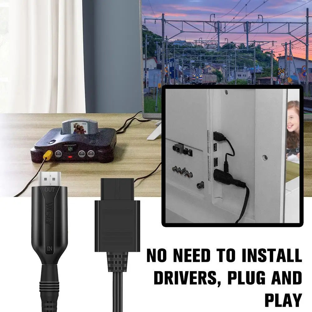 HD N64 To HDMI Converter Game Adapter HD Link Cable For N64/GameCube/SNES Plug and Play 1080P 64 To HDMI Converter