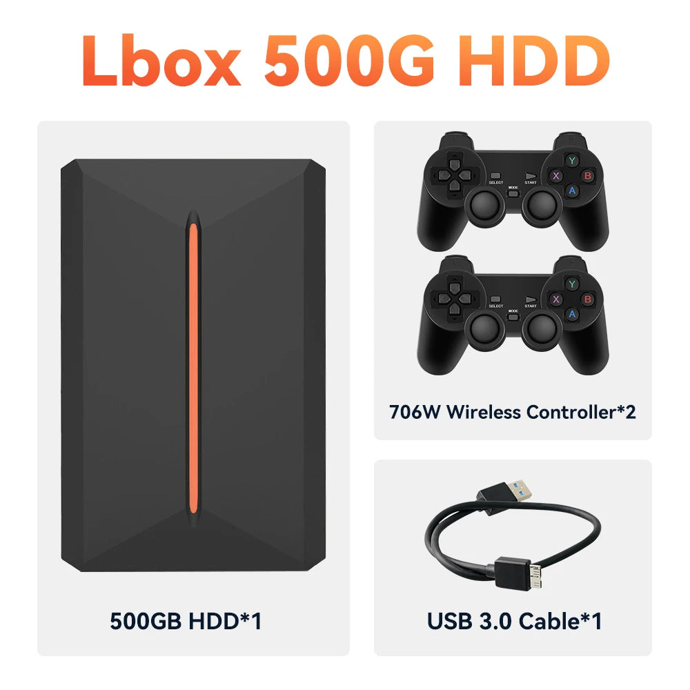 Launchbox 500G Gaming Hard Drive Emulator Game Consoles For PS4/Switch/Game Cube/PS3/PS2/WII/WIIU Built-in 3700+ 3D&AAA PC Games