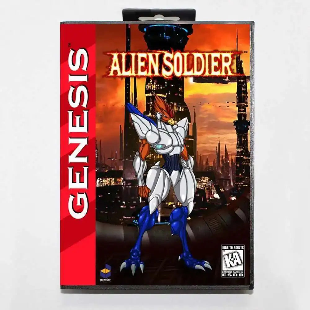 Alien Soldier MD Game Card with Box for 16 Bit Sega Megadrive Genesis system