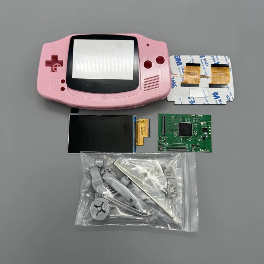 GBA IPS LCD no cut shell required easy to install 2.9 "IPS high brightness LCD and shell kit for Gameboy advance GBA