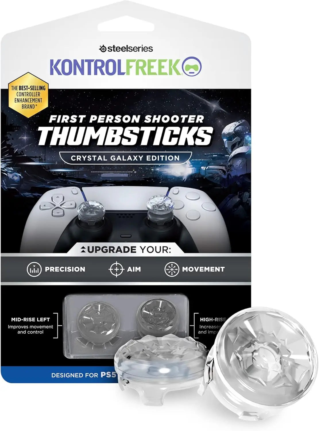KontrolFreek FPS Freek Galaxy for PS4 High-Rise Analog Stick PS5 Controller | Performance Thumbsticks Game Joystick Silicone Cap
