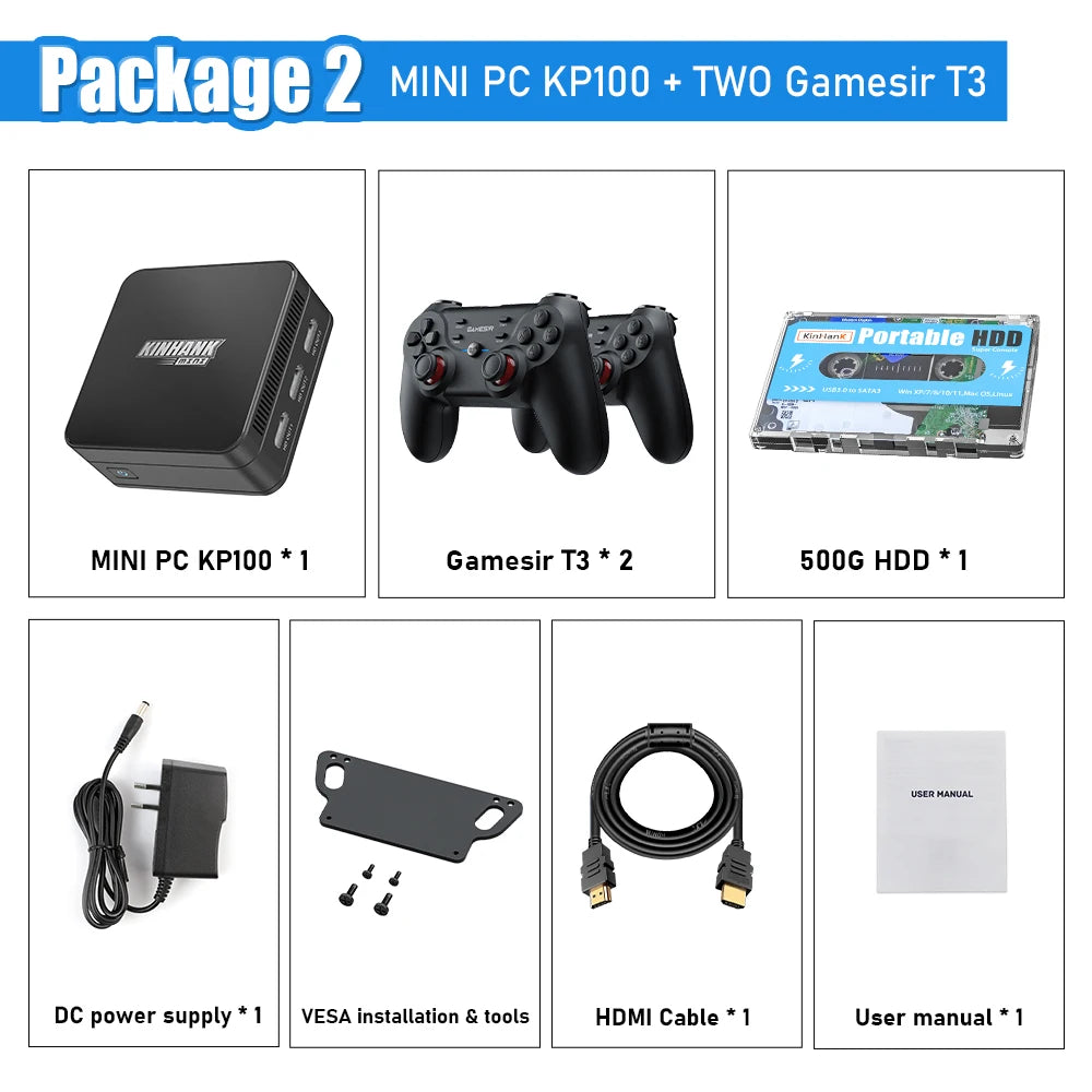 Super Console KP100 Mini PC Intel N100 16GB DDR5 & 512G SSD Batocera 100000+ Retro Games For PS3/PS2/PS1/PSP/Gamecube/WII/DC/SS