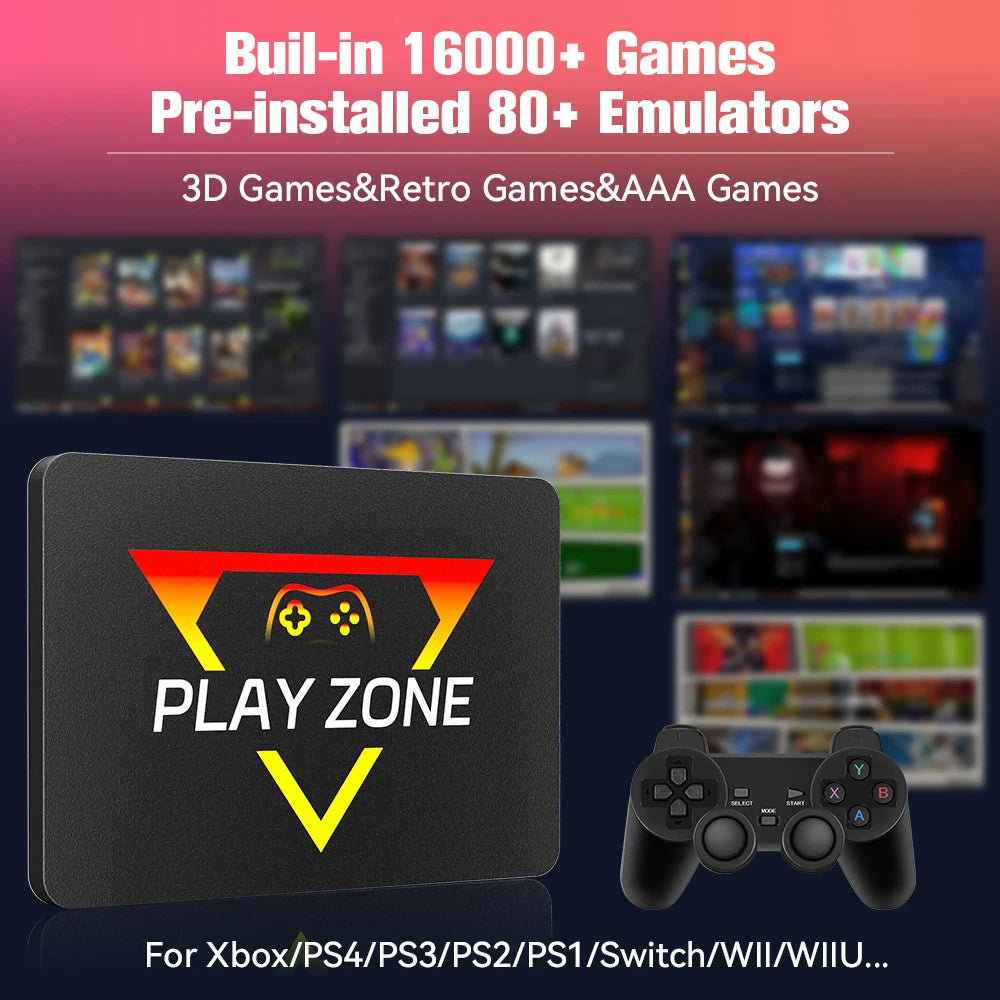PlayZone 1TB External Emulator Game SSD Built-in 16000 Retro&AAA Games Portable Game Hard Drive For Xbox/Switch/PS4/PS3/NGC/WII