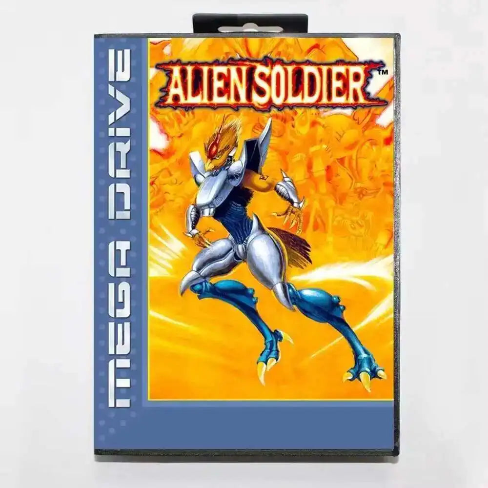Alien Soldier MD Game Card with Box for 16 Bit Sega Megadrive Genesis system