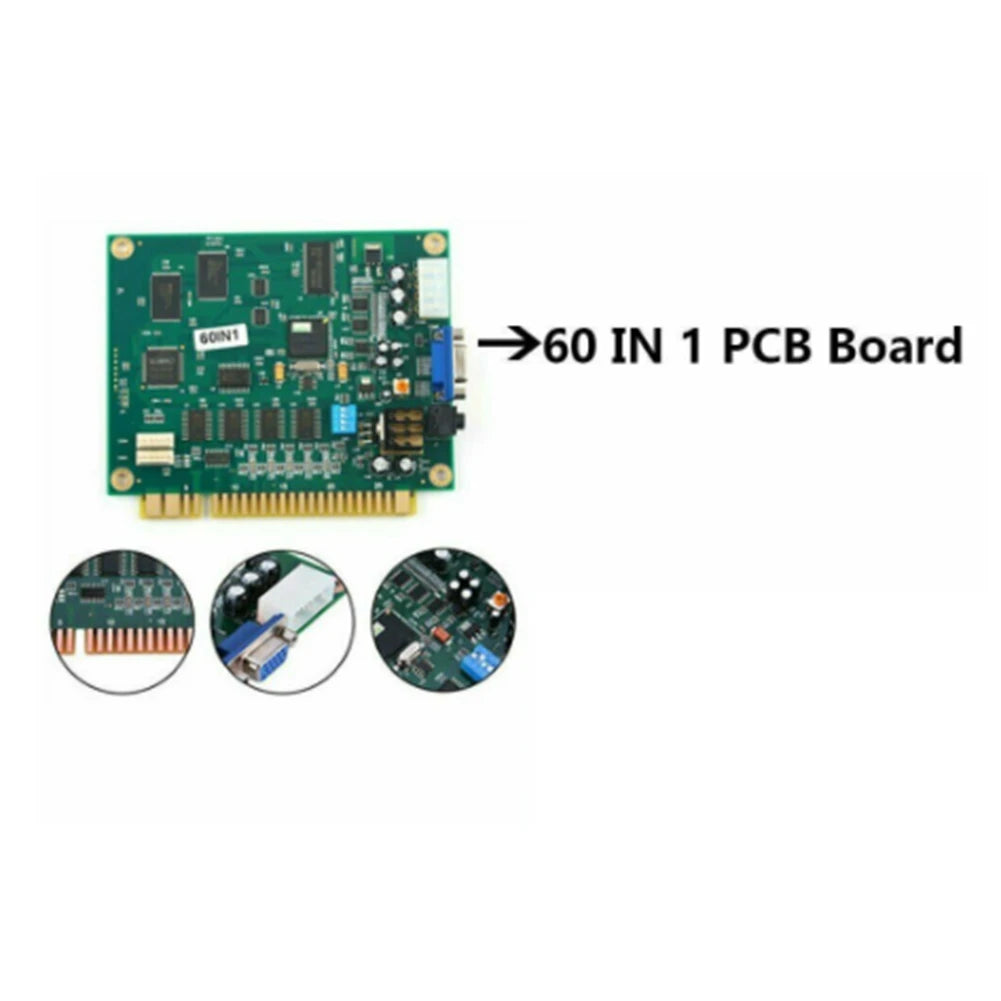 New 60 in 1 Multicade PCB Board Arcade Game Board with 28P Cable VGA Output Arcade Game Board Horizontal for Jamma Arcade