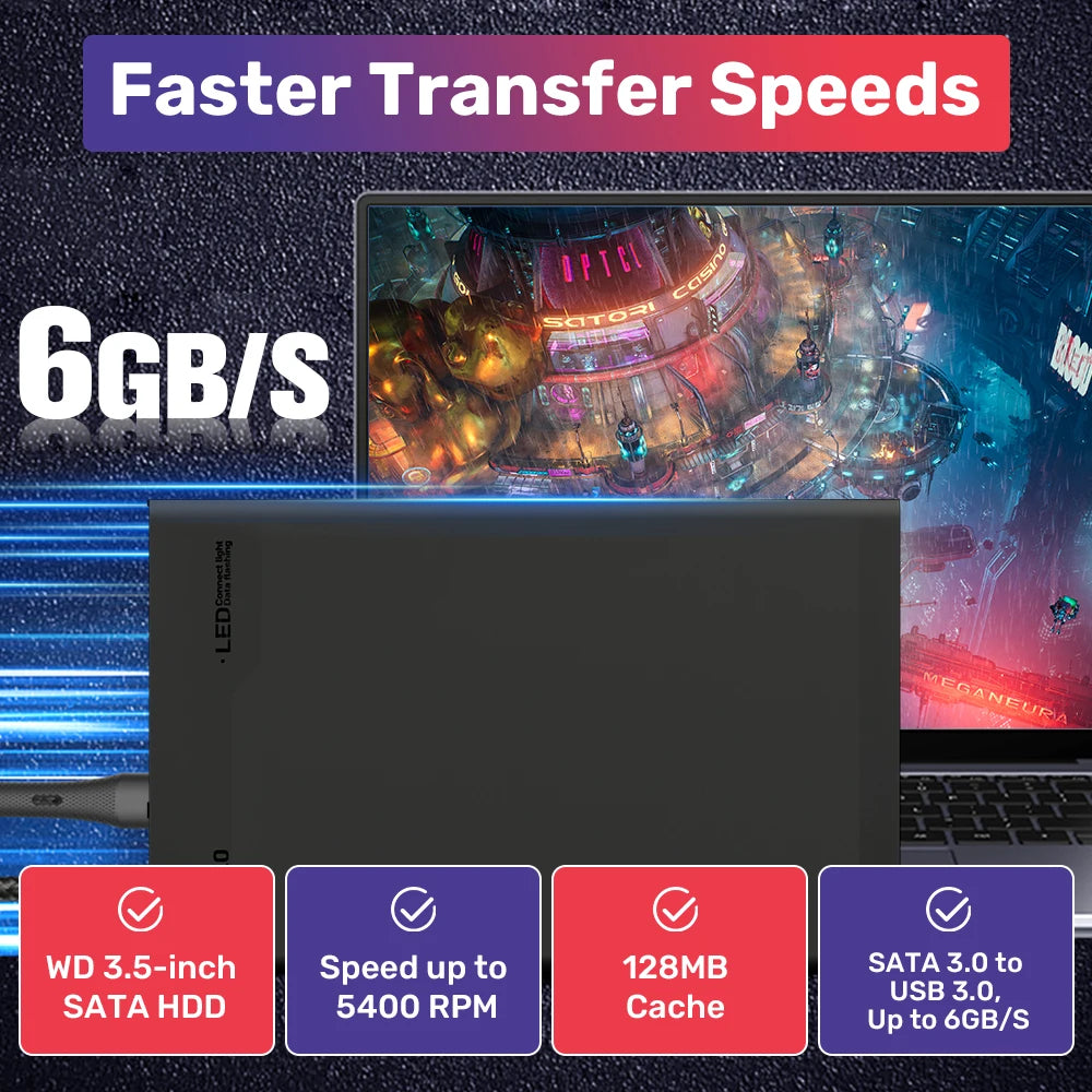 Mix500G Handheld Retro Game HDD For Xbox/N64/PSP/PS3/PS2/PS1 Emulator Gaming Hard Drive Built-in 38000 Retro&PC Games Plug&Play