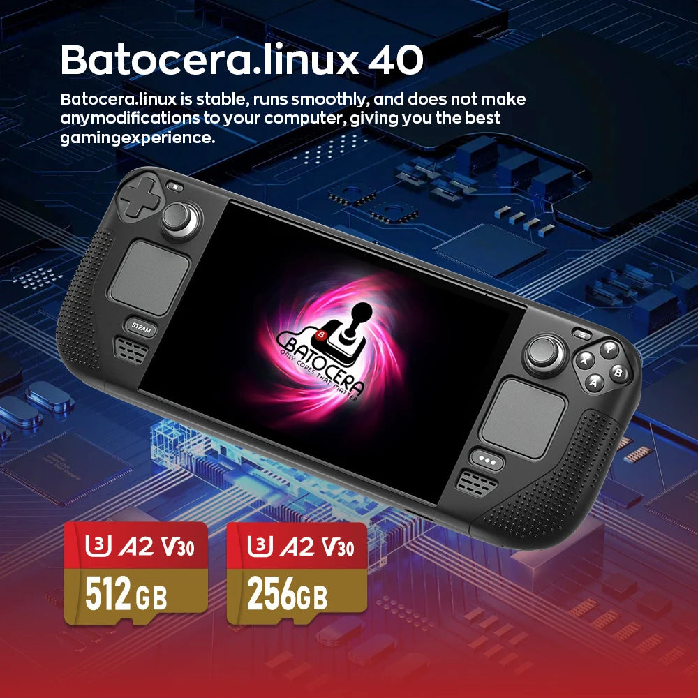 Batocera TF/Game Card for Steam Deck/Windows/MAC/Handheld Game Console for PS3/PS2/SS/PS1/PSP/DC/MAME 30+Emulators&15000+Games