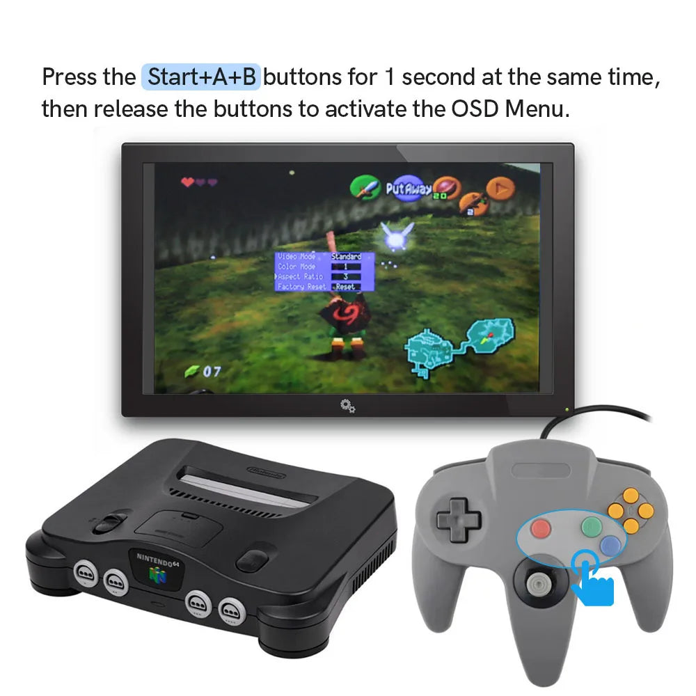 HISPEEDIDO For N64 Digital HDMI Mod Kits Transfer Port PCB Sets Support Play Games on TV, Game Console Spares 3 Aspect Ratio