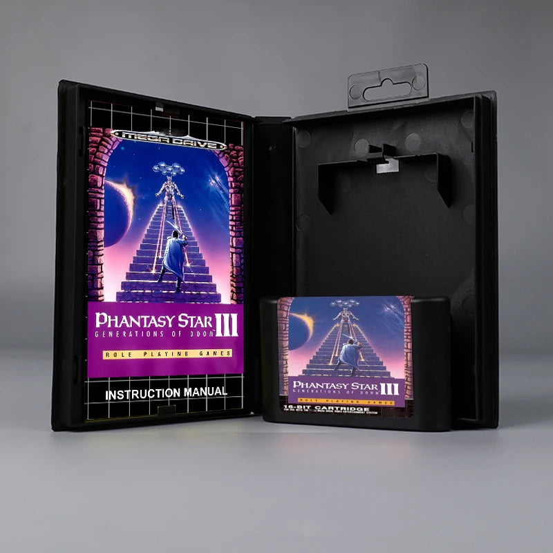 Phantasy Star III - Generations of Doom USA or EUR cover 16bit MD game card with box manual for Sega Genesis Megadrive console
