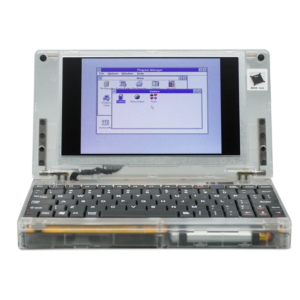 Mini Pocket Pocket 386 Windows3.11/95 System Retro Notebook Computer OPL3 Sound Card VGA IPS Screen Integrated Mouse