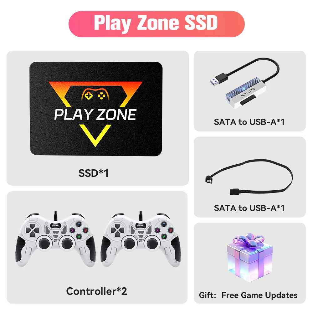 PlayZone 1TB External Emulator Game SSD Built-in 16000 Retro&AAA Games Portable Game Hard Drive For Xbox/Switch/PS4/PS3/NGC/WII