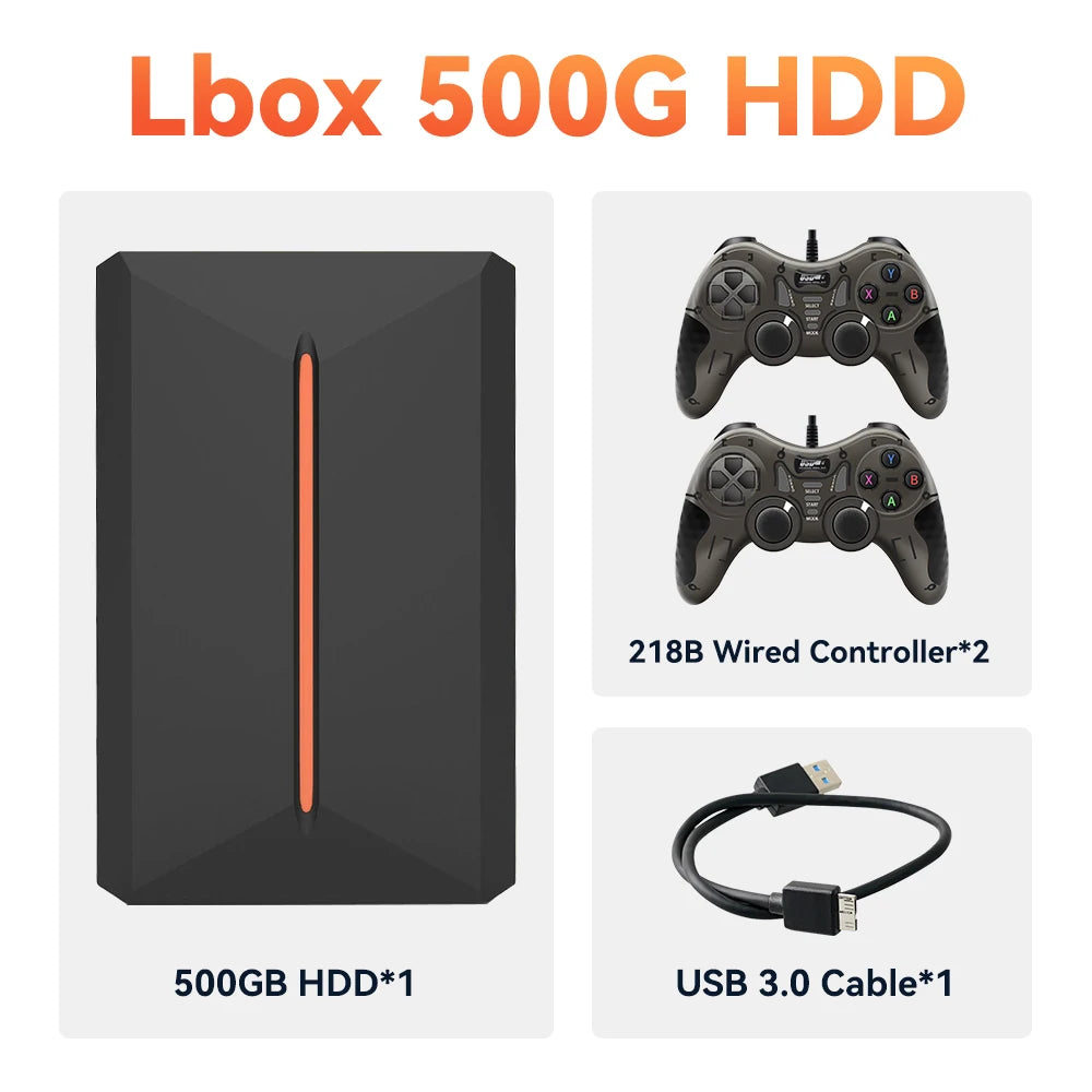 Launchbox 500G Gaming Hard Drive Emulator Game Consoles For PS4/Switch/Game Cube/PS3/PS2/WII/WIIU Built-in 3700+ 3D&AAA PC Games