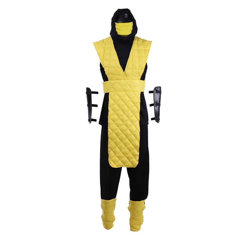 Game Mortal X Scorpion Costume Sub-Zero Cosplay Yellow Blue Battle Combat Men's Outfit Adult Full Suit Halloween Carnival