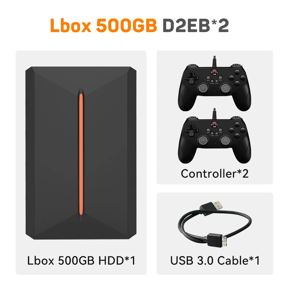 Launchbox 500GB Game Hard Drive Portable Gaming HDD with 3700+PC/3D Games for PS4/PS3/PS2/Wii/WiiU/Switch Game Console for PC