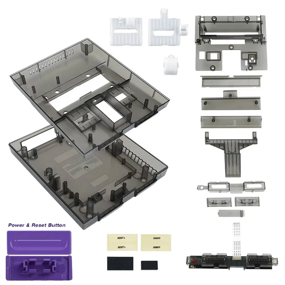 Transparent SNES Replacement Shell For Super Nintendo Entertainment System SNS-001 Retro game Console SNES Case