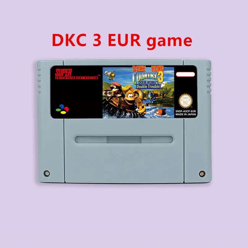 Donkey Game Country Kong 1 2 3 Competition RPG game for SNES 16 bit USA NTSC or EUR PAL Video Game Consoles Cartridge