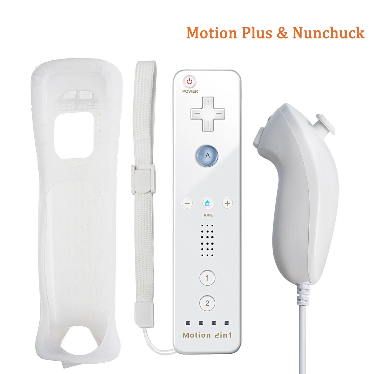 For Nintendo Wii/Wii U Joystick 2 in 1 Controller Set Wireless Remote Gamepad Motion Plus with Silicone Case Video Game