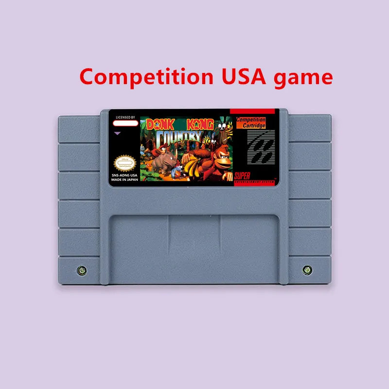 Donkey Game Country Kong 1 2 3 Competition RPG game for SNES 16 bit USA NTSC or EUR PAL Video Game Consoles Cartridge