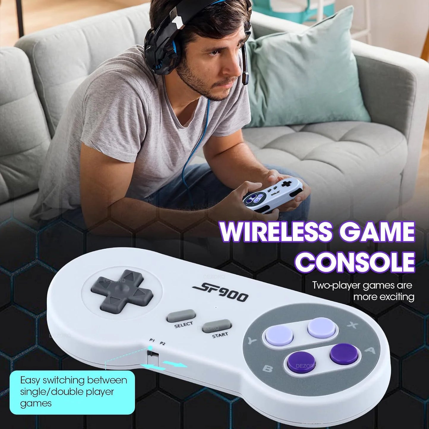 SF900 Retro Consola 16 Bit Game Stick 4700 Games HD Video Game Consoles for NES/SNES Wireless Controller