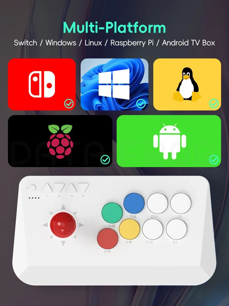 DATA FROG Y5A Wireless Arcade Fight Stick for Switch 2/Windows with Bluetooth & 2.4G Receiver, Joystick Game Controller