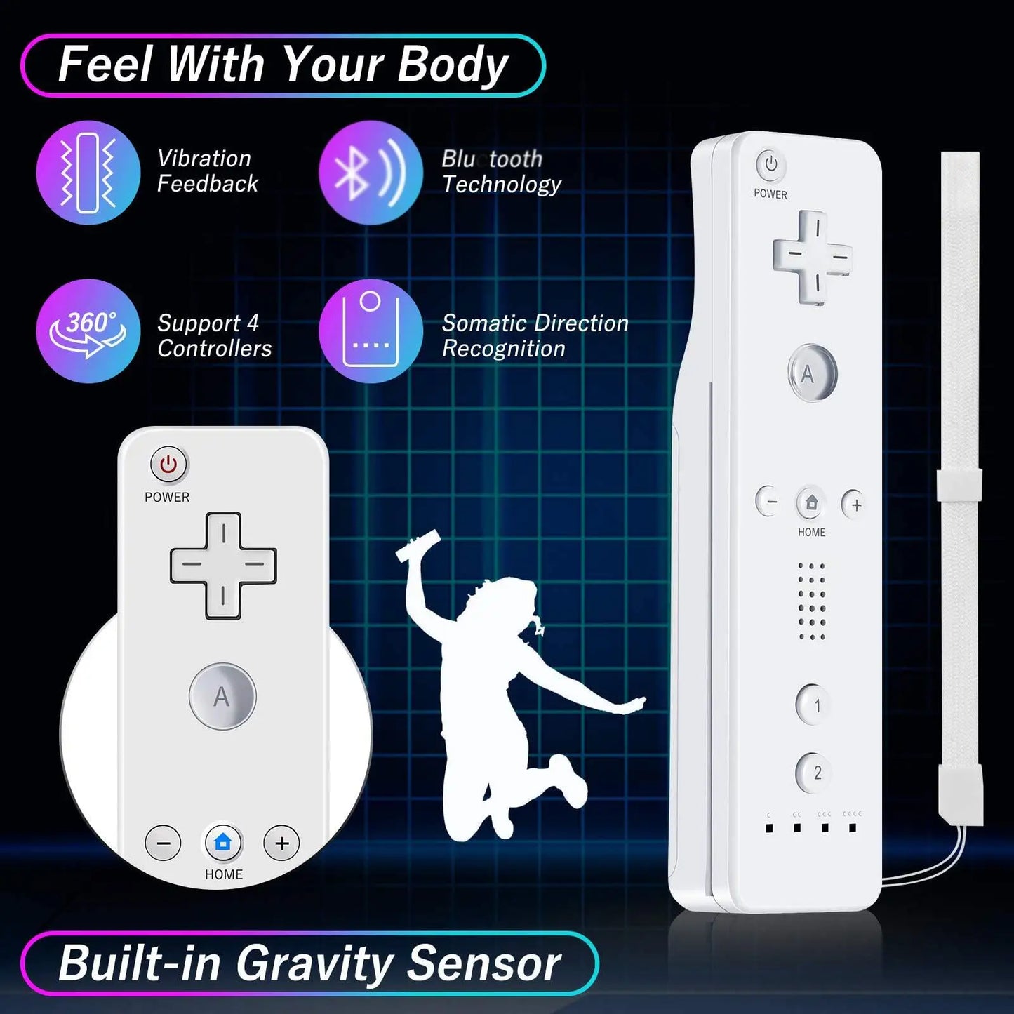 For Nintendo Wii/Wii U Joystick 2 in 1 Controller Set Wireless Remote Gamepad Motion Plus with Silicone Case Video Game