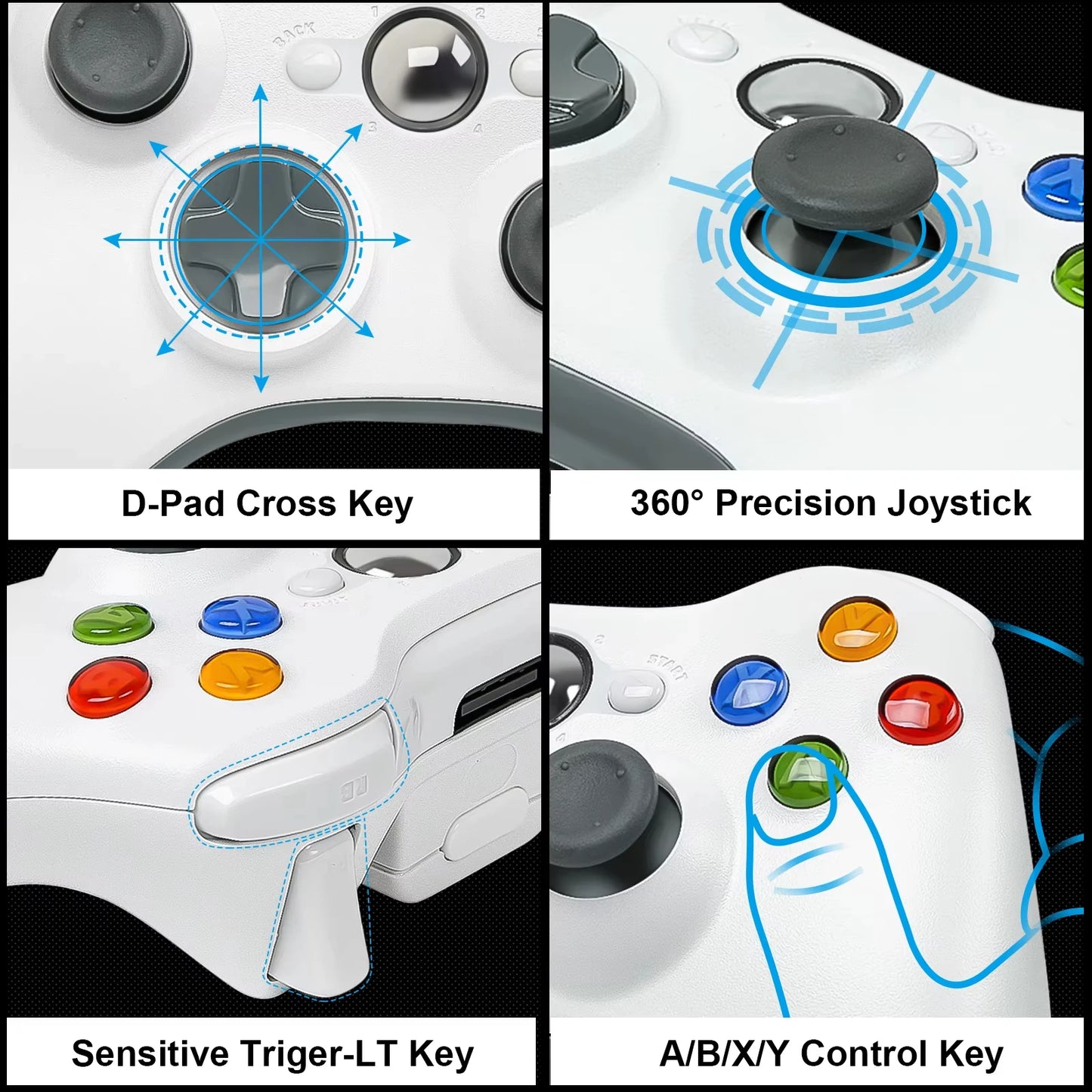 Xbox 360 Wired Controller For Xbox 360 PC Windows 10/8.1/8/7 Game Handle Double Shock Games Gamepad Video Game Console Joystick