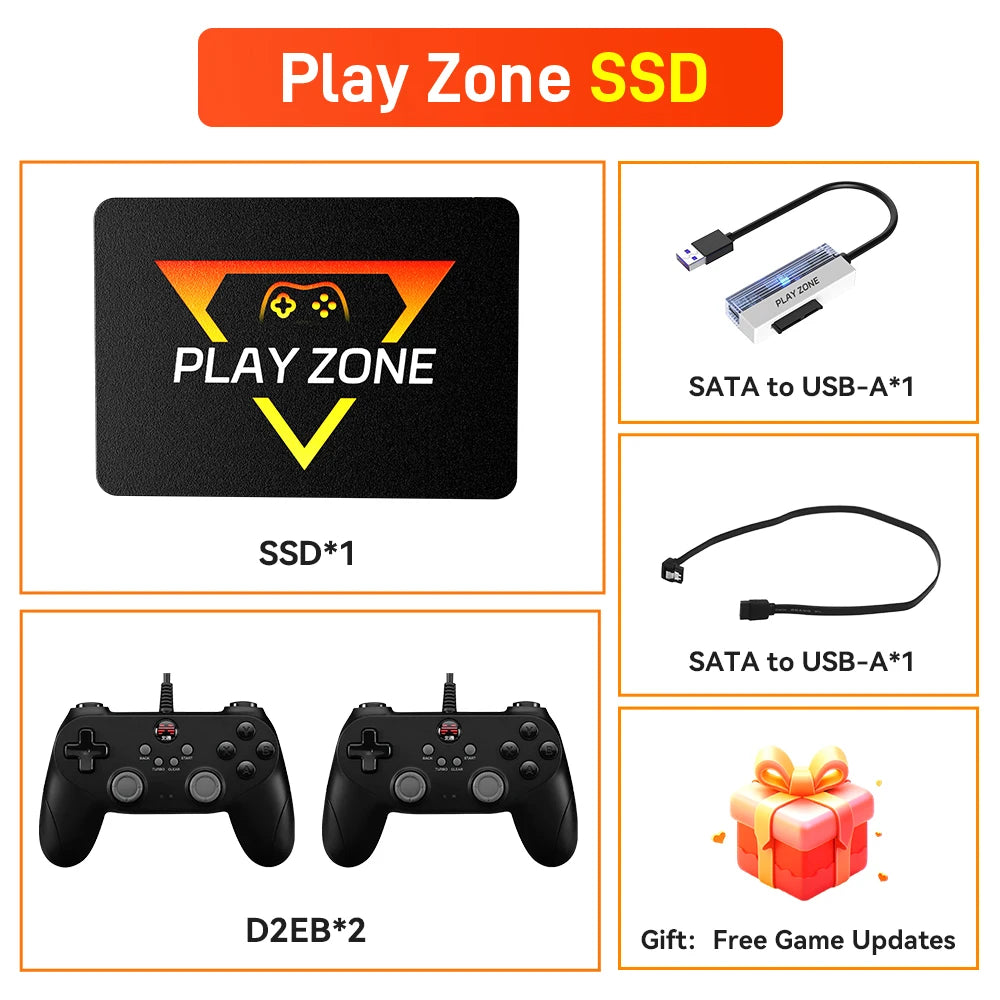 Portable Retro Game SSD PlayZone 1TB Launchbox/Playnite/Retrobat Emulator Game HDD For PS5/Xbox/Switch/PS4/PS3 With 16000+ Games