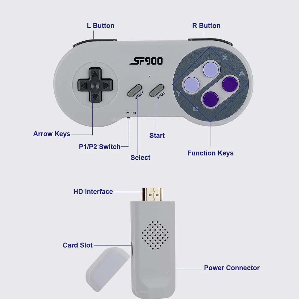 16 Bit SF900 Game Console Video Juegos HD Game Stick Built In 5000 Retro Game Consola For SNES NES