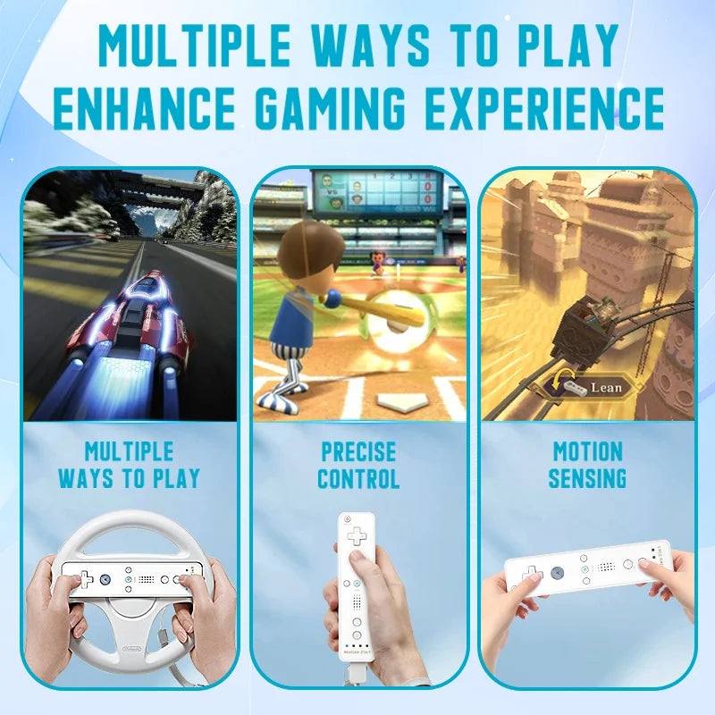 2 in 1 For Nintendo Wii Controller Set Optional Motion Plus Joystick Wireless Remote Gamepad with Silicone Case Video Game