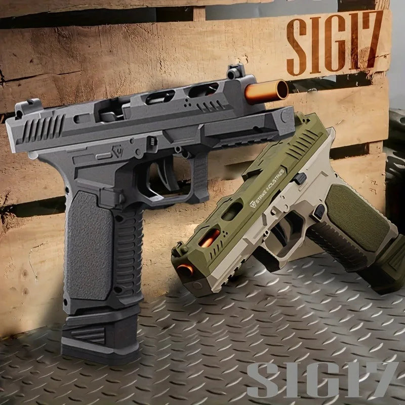 SIG17 Pistol Gun Soft Bullet Gun With Blowback, Single Shot And Shell Ejcetion Capability, Blaster, Outdoor Sports Shooting Game
